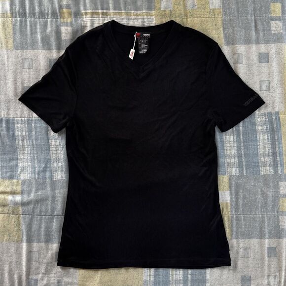 Versace Sport Black Short Sleeve V Neck Stretch Top XL